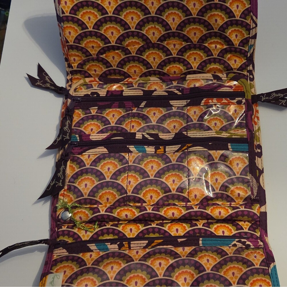 Vera Bradley Folding Travel Organizer Plum Crazy Purple Floral Cosmetic Bag Case - Picture 7 of 16